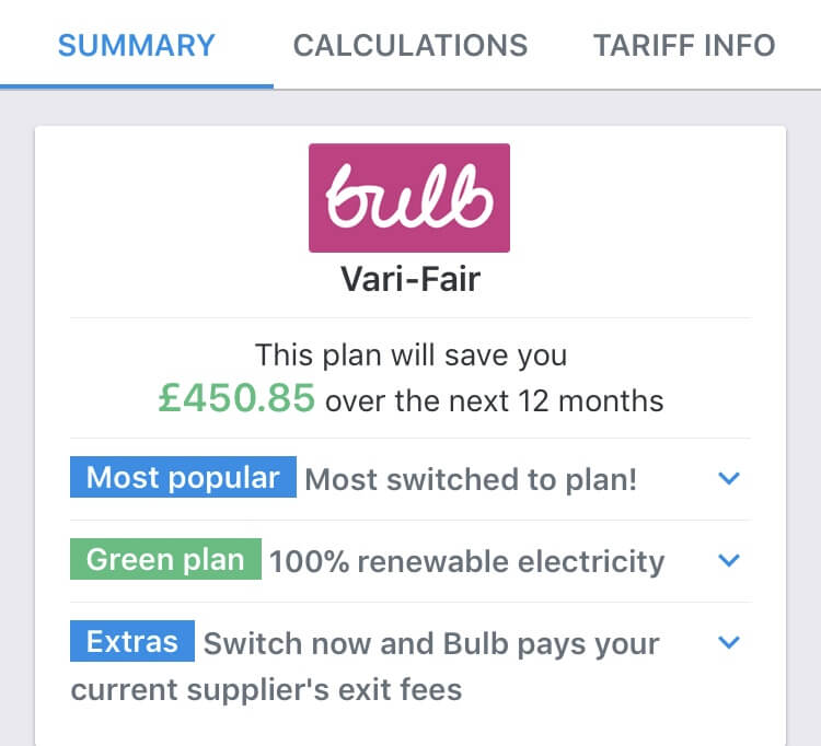 Switching energy supplier with USwitch