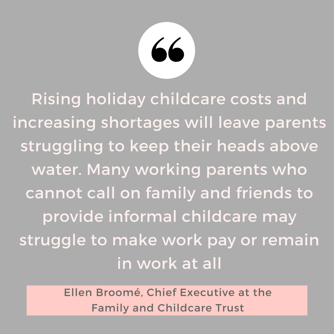 Quote on the cost of childcare in school holidays