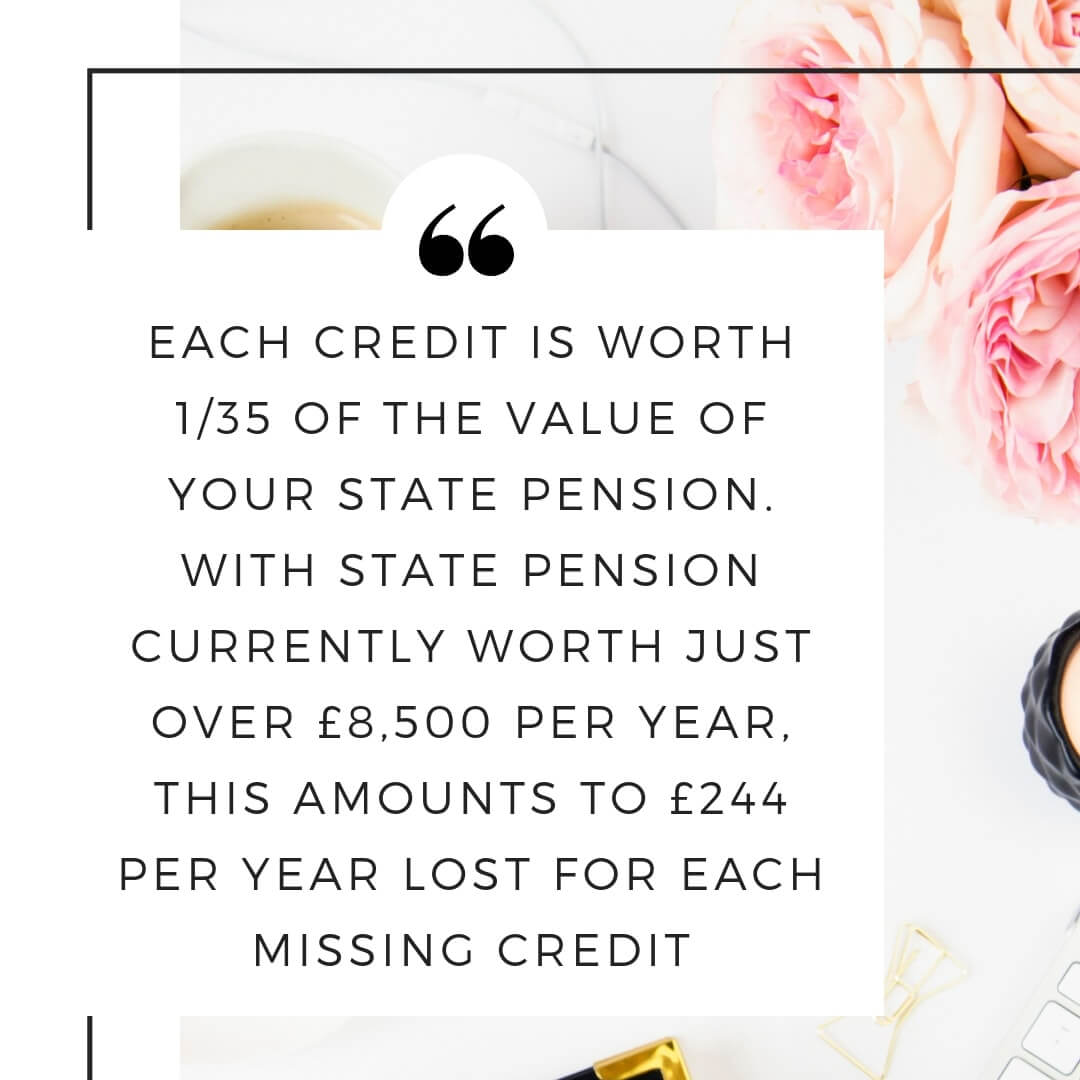 State pension credits are worth 1/35 of the value of your state pension