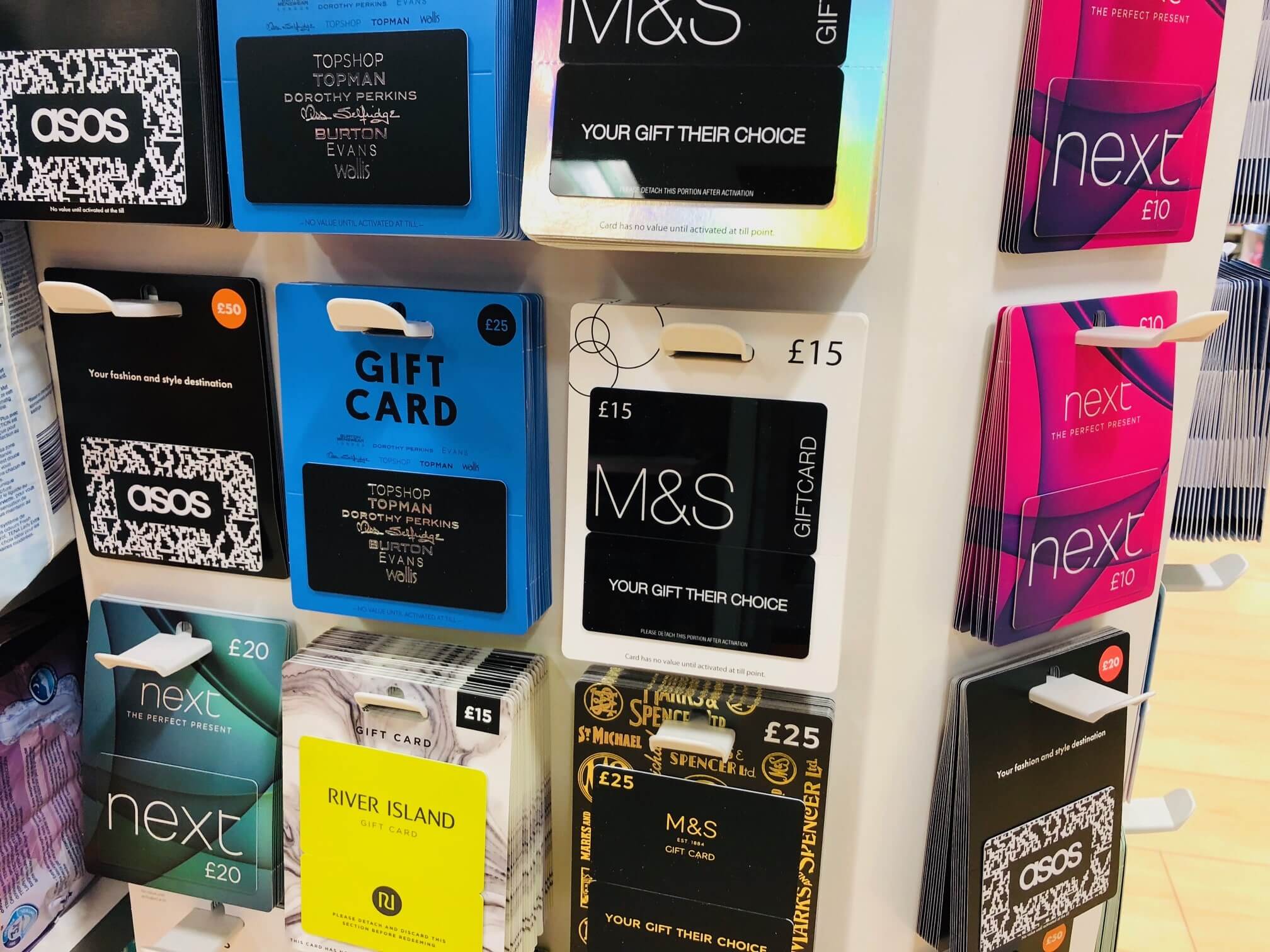 Gift cards sold in a store - the best gift cards